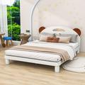 Zoomie Kids Alaini Wood Platform Bed w/ Headboard Metal in Brown/White | 31 H x 55 W x 78 D in | Wayfair D5B4669BEE2B4BD4AF0E7FE6AE1AAF4F