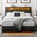 Wade Logan® Bryor Bed Frame w/ Charging Station & LED Lights Wood/Metal in Gray | 42 H x 60.2 W x 86.6 D in | Wayfair