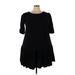 ELOQUII Casual Dress - A-Line Crew Neck Short sleeves: Black Print Dresses - Women's Size 22 Plus