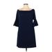 Vince Camuto Casual Dress - Shift Boatneck 3/4 sleeves: Blue Dresses - Women's Size Large