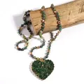 Collier noué en perles de verre en cristal de pierre naturelle pendentif coeur d'amour colliers de