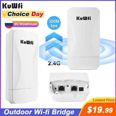 KuWFi-Pont sans fil 2.4G 300Mbps extérieur CPE signal Wi-Fi PTP longue portée avec alimentation