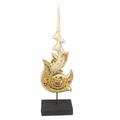 Skulptur auf Sockel Orient Asien Thailand Tempelskulptur Tempelfigur Glückssymbol ca.52 cm Holz Flamme Weiß Gold Antik