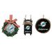 The Memory Company Miami Dolphins Three-Pack Wreath, Sled & Circle Ornament Set