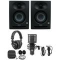 (2) Presonus Eris Studio 4 Powered Active 4 Studio Monitors + Mic + Headphones