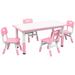 5 Piece Toddler Table and Chair Set with 4 Chairs Adjustable Height
