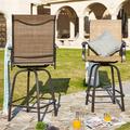 OverPatio Set of 2 Wicker Chairs Patio Chairs Metal Swivel Bar Stools Patio Rattan Pub Chairs