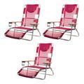 Ostrich Altitude 3 in 1 16-Inch Lounge Reclining Beach Chair Pink (3 Pack)