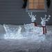 Lights4fun Inc. Set of 2 Christmas Reindeer & Sleigh 2ft Pre-Lit 240 LED Battery Operated Acrylic Light Up Figures Outdoor Holiday Decoration