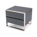 Modern Gray and Stainless Steel Nightstand With Two Drawers