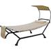 GxIne Ailsa Outdoor Patio Hammock with Stand Pillow Storage Pockets (Beige Canvas and Black Frame)