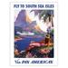 Fly to South Seas Isles via Pan American Airways (PAA) Hawaii - Vintage Airline Travel Poster by Paul George Lawler c.1940s - Bamboo Fine Art 290gsm Paper (Unframed) 12x16in