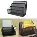 Holloyiver Simple Trending Mesh Office Desktop File Sorter Organizer 3-Compartments Bookshelf for Desk Home Office Black