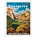 Yosemite - United Air Lines - Yosemite Falls and Yosemite National Park - Vintage Airline Travel Poster by Joseph FehÃ©r c.1945 - Bamboo Fine Art 290gsm Paper Print (Unframed) 24x32in