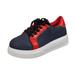 ZIZOCWA Fashion Leather Platform Sneakers for Women Round Toe Lace-Up Thick Sole Casual Tennis Shoes Comfortable Work Walking Sneaker Navy Size6.5