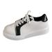 ZIZOCWA Fashion Leather Platform Sneakers for Women Round Toe Lace-Up Thick Sole Casual Tennis Shoes Comfortable Work Walking Sneaker White Size7.5