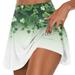 KANY Clover Print Green Skirt Women Women s Fashion St Patrick Printed Casual Sports Fitness Running Yoga Tennis Skirt Pleated Short Skirt Shorts Half Skirt Green Skirts For Women Mint Green/S