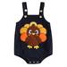 Musuos Baby Thanksgiving Halter Romper Turkey Print Corduroy Suspender Jumpsuit Overall