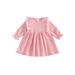 wybzd Infant Baby Girl Dress Lace Cutout Crewneck Ruffle Long Sleeve Dress Spring Autumn Casual Princess A-line Dress 2-3 Years