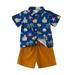 Ykohkofe Toddler Boys Short Sleeve Cartoon Prints T Shirt Tops Shorts Child Kids Gentleman Outfits 4t Outfit Set Life Jacket Pants Boys Shirt And Pants Set 7 Piece Hoodies for Baby Boys