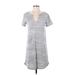 Z Supply Casual Dress - Shift V Neck Short sleeves: Gray Dresses - Women's Size X-Small