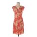 AB Studio Casual Dress - Sheath V-Neck Sleeveless: Red Dresses - Women's Size Small