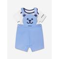 Guess Baby Boys Dungaree Set In White Size 0 - 3 Mths