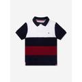 Tommy Hilfiger Boys Colourblock Global Stripe Polo Shirt In Navy Size 3 Yrs