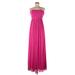 David's Bridal Casual Dress - Formal Strapless Sleeveless: Pink Print Dresses - Women's Size 6