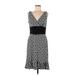 White House Black Market Cocktail Dress - A-Line V Neck Sleeveless: Black Color Block Dresses - Women's Size Medium