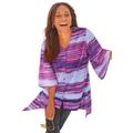 Plus Size Women's Fresh Angle Buttonfront Blouse by Catherines in Purple Magenta Watercolor Stripes (Size 5X)