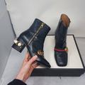 Gucci Shoes | Gucci Peyton Black Leather Gg Web Ankle Boots | Color: Black | Size: 8.5