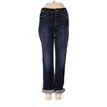 FRAME Denim Jeans - Low Rise Straight Leg Boyfriend: Blue Bottoms - Women's Size 23 - Dark Wash