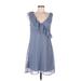 Maurices Casual Dress - A-Line Plunge Sleeveless: Blue Print Dresses - Women's Size Medium