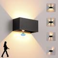 LED Wall Light Indoor/Outdoor with Motion Sensor, 24 W Wall Lamp, IP 65 Waterproof Outdoor Wall Light, 3000 K Warm White Wall Lighting, Modern Outdoor Light with Up Down Adjustable Beam Angle, Black