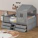 Cosmic Full Size House Low Loft Bed w/ Four Drawers Wood in Brown/Gray | 60 H x 57.6 W x 77.8 D in | Wayfair COS80018069AAE-1