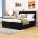 Latitude Run® Riffat Queen Size PU Storage Platform Bed w/ LED & 4 Drawers Wood & /Upholstered/Faux leather in Black | Wayfair