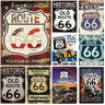 Vintage Historic Old Rout 66 Metal Tin Signs Wall Art Retro Poster per bar ristorante Cafe Club