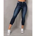 Jeans da donna di colore puro primavera autunno Jeans Vintage con coulisse in Denim Design Jeans