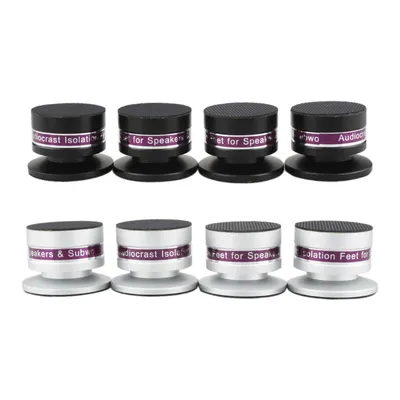 4PCS Audiocrast IF03S/IF03B Aluminium Schwarz & silber Stoßfest Spike + Pad Isolation Stehen HiFi Image
