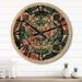 Designart "Sacred Mystery Vintage Alchemy Mandala I" Modern Geometric Oversized Wood Wall Clock
