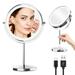 Lighted Makeup Mirror with 1X/3X Magnification 8 Rechargeable Double Sided Mirror with Light 360Â°Rotation Touchscreen Make up Mirror 3 Colors Brightness Adjustable Vanity Mirror Chrome