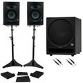 2) Presonus Eris Studio 4 Powered Active 4 Studio Monitors+Stands+10 Subwoofer