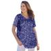 Plus Size Women's Cuffed Americana Print Tee by Woman Within in Navy Bandana (Size 5X) Shirt
