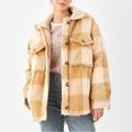 American Eagle Outfitters Jackets & Coats | New American Eagle Tan Yellow Plaid Sherpa Lined Shaggy Shacket M | Color: Tan/Yellow | Size: M