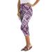 Plus Size Women's Essential Stretch Capri Legging by Roaman's in Berry Bias Texture (Size 30/32) Activewear Workout Yoga Pants