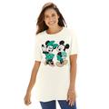 Plus Size Women's Disney Women's Short Sleeve Crew Tee St. Patricks Mickey by Disney in Off White Lucky Mickey (Size 2X)