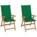 Red Barrel Studio® Solid Teak Wood Reclining Chairs w/ Cushions in Pink/Gray/Green | 42.9 H x 22.4 W x 28.1 D in | Wayfair