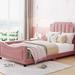 Red Barrel Studio® Knightstown Slat Bed Wood & /Upholstered/Velvet in Pink | 40.1 H x 41.3 W x 78.7 D in | Wayfair 1292E4F4B0784DF5A6FBD90080873FB0