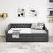 Winston Porter Daybed w/ Trundle Upholstered Tufted Sofa Bed Polyester in Gray | 27.59 H x 80.42 W x 55.57 D in | Wayfair